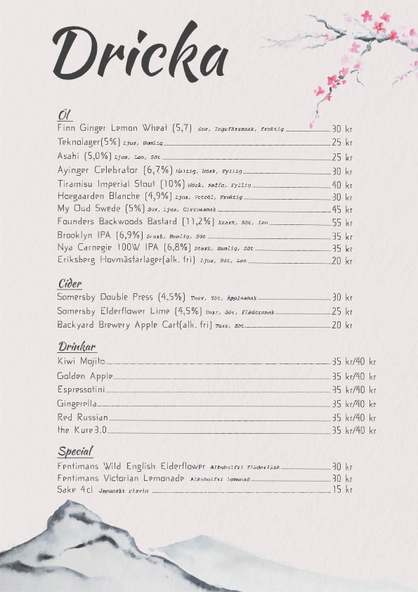 Drink Menu, designed by StudioRS