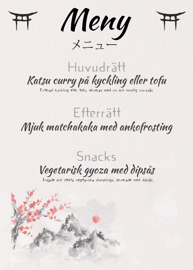 Menu, designed by StudioRS